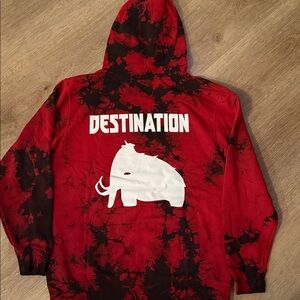 Dj Wooli Destination Tour 2021-2022 Hoodie Mens Large L Red Acid Wash Tie Dye